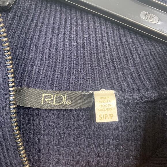 RDI Navy Blue Quarter Zip Tight Knit Sweater - Picture 8 of 9